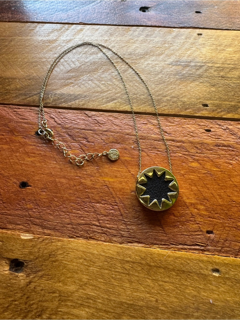 House of Harlow 1960 Gold Tone Black Sunburst Pendant Necklace